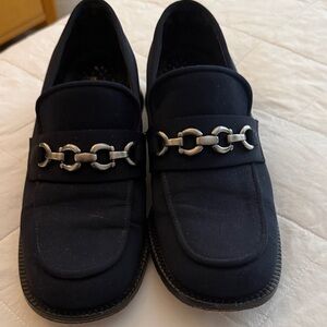Franco Sarto woman’s  Dark Blue Loafers with Silver Chain